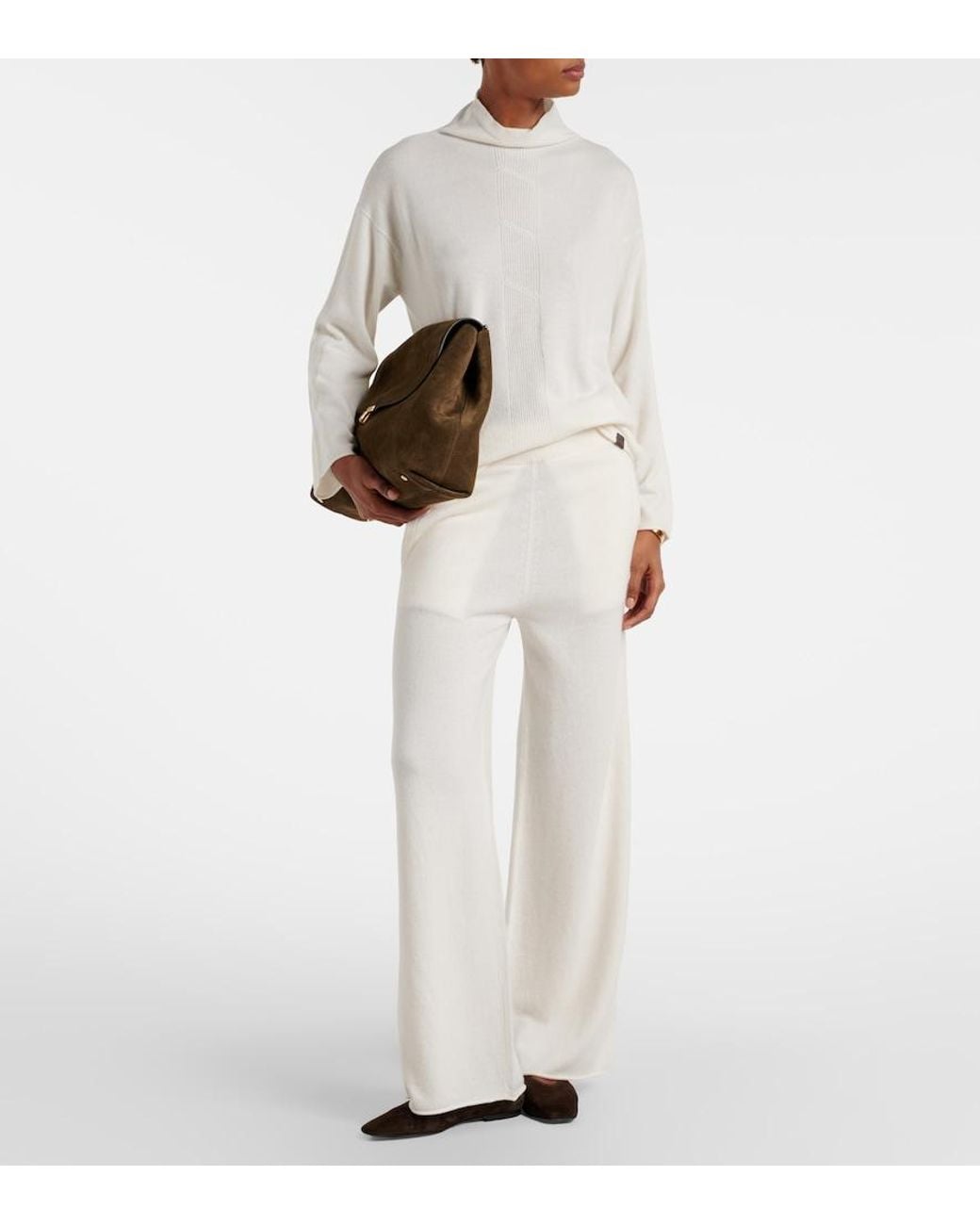 Max Mara White Mantide Cashmere Turtleneck Sweater