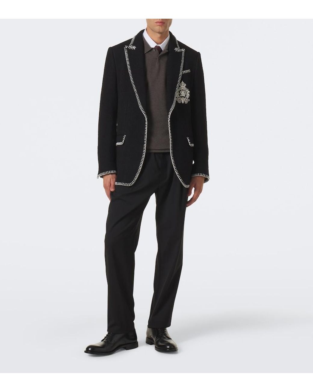 Dolce & Gabbana Black Wool-Blend Straight Pants for men