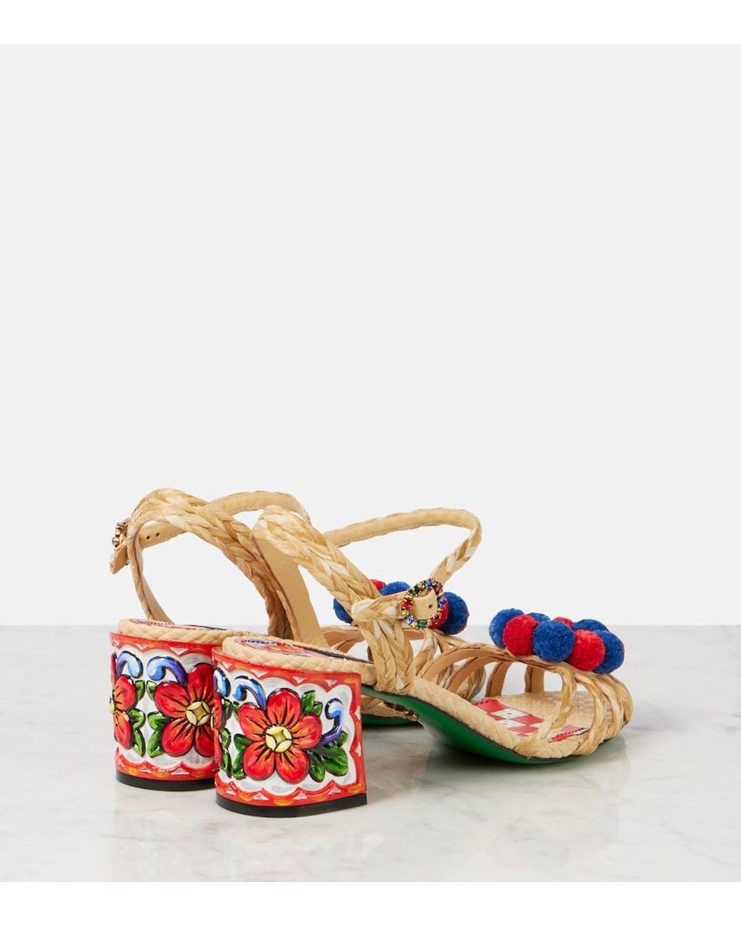 Dolce & Gabbana Multicolor Taormina 60 Embellished Raffia Sandals