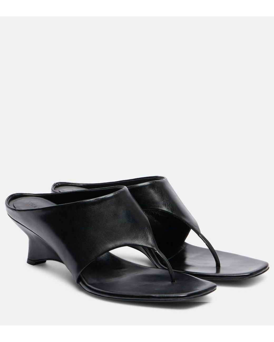Khaite Black Marlow 55 Leather Thong Sandals