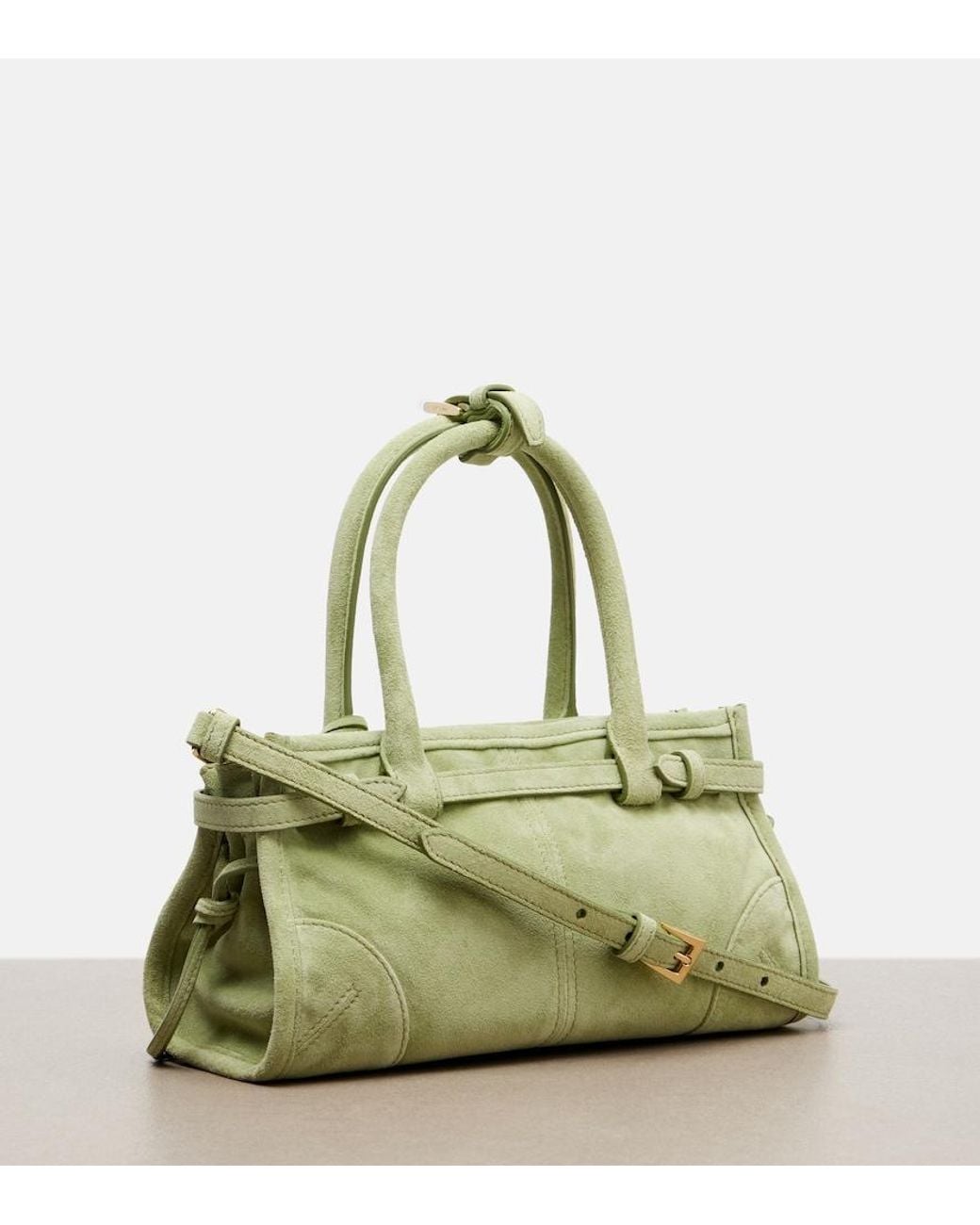 Prada Green Bonnie Mini Suede Top-Handle Bag