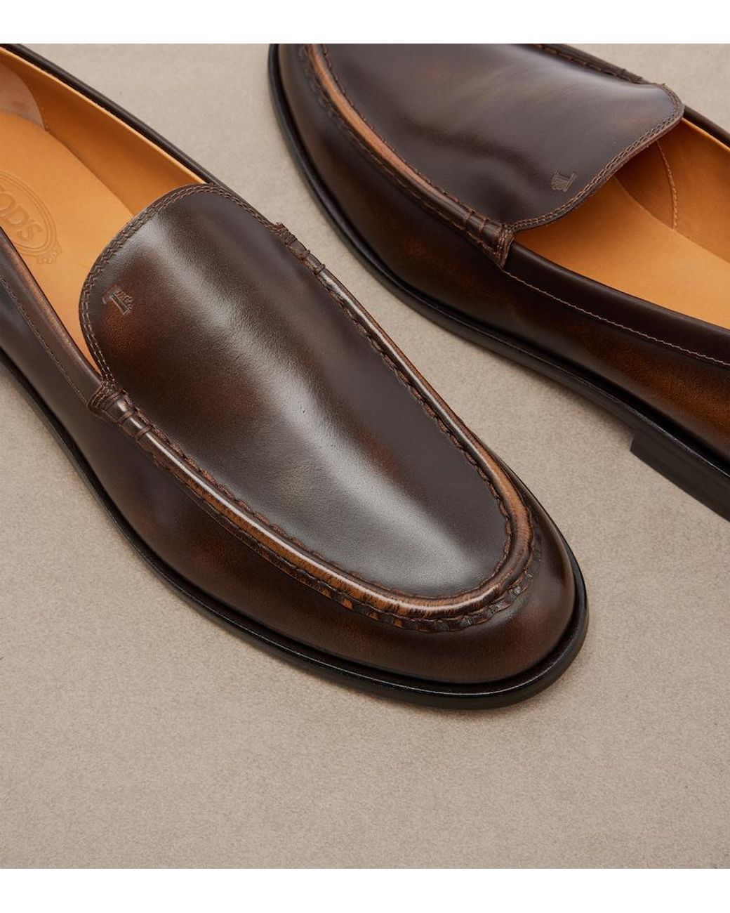 Tod's Brown Studded Leather Loafers