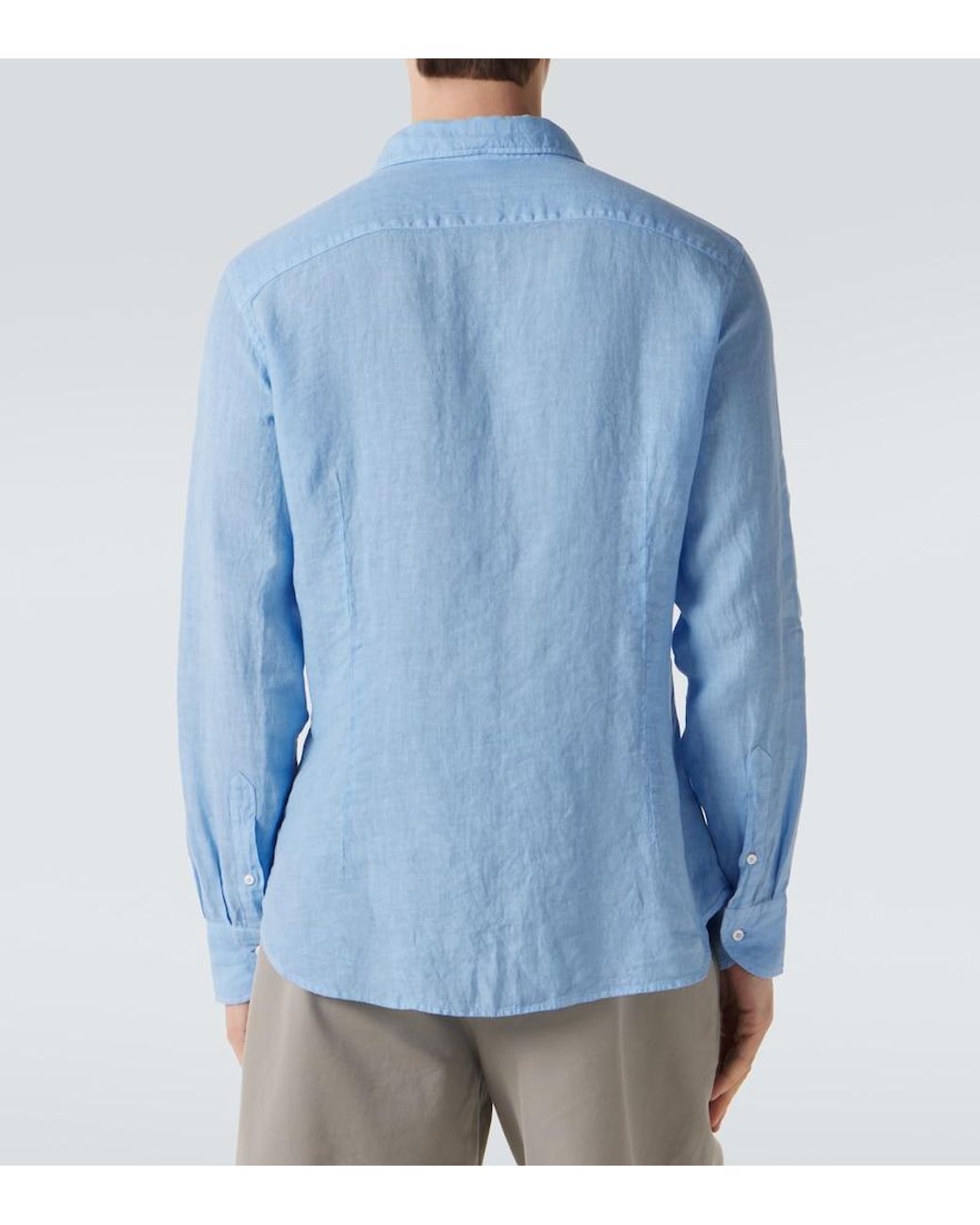Fedeli Blue Linen Shirt for men