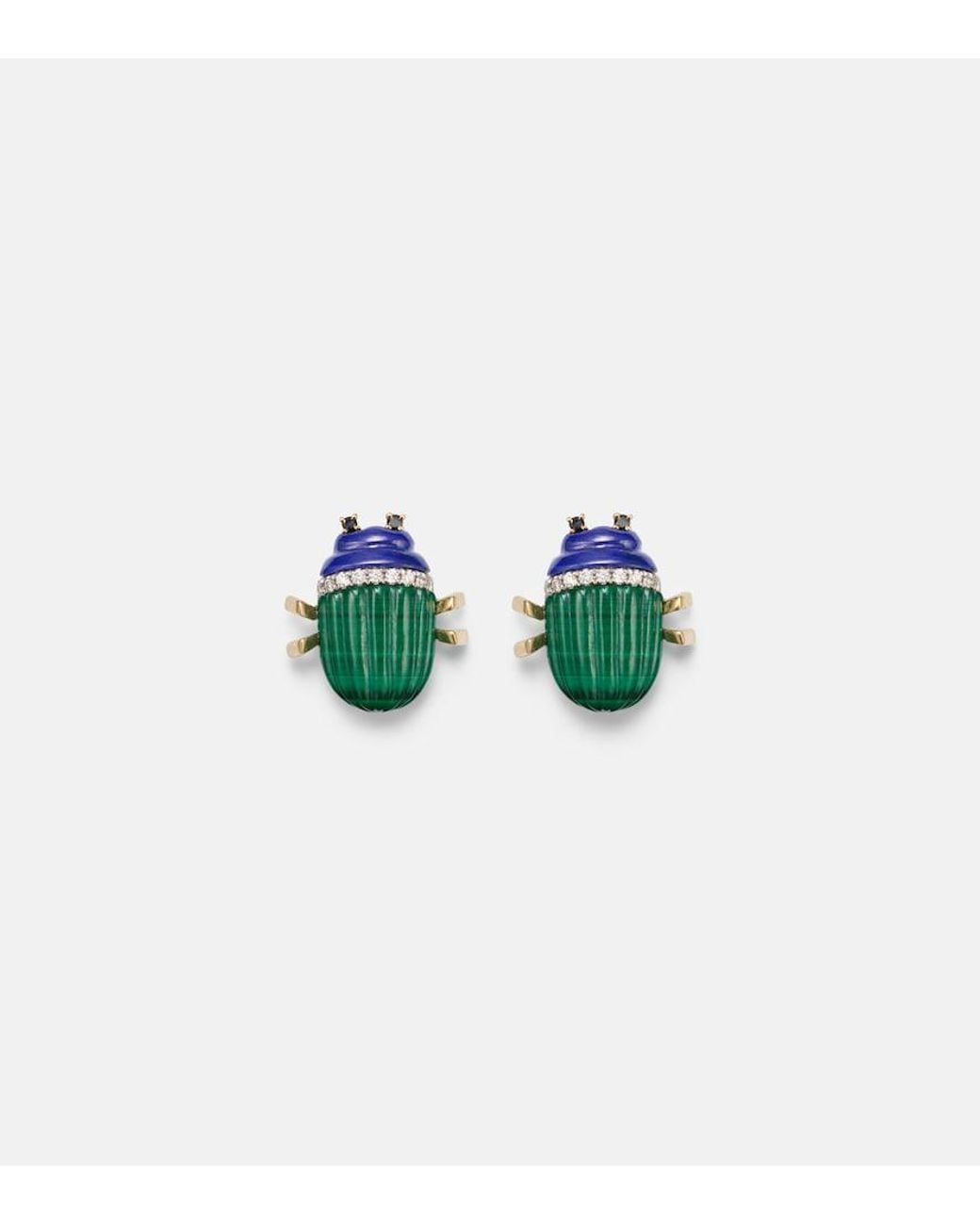 Yvonne Léon Blue Scarabee 9Kt Earrings With Gemstones
