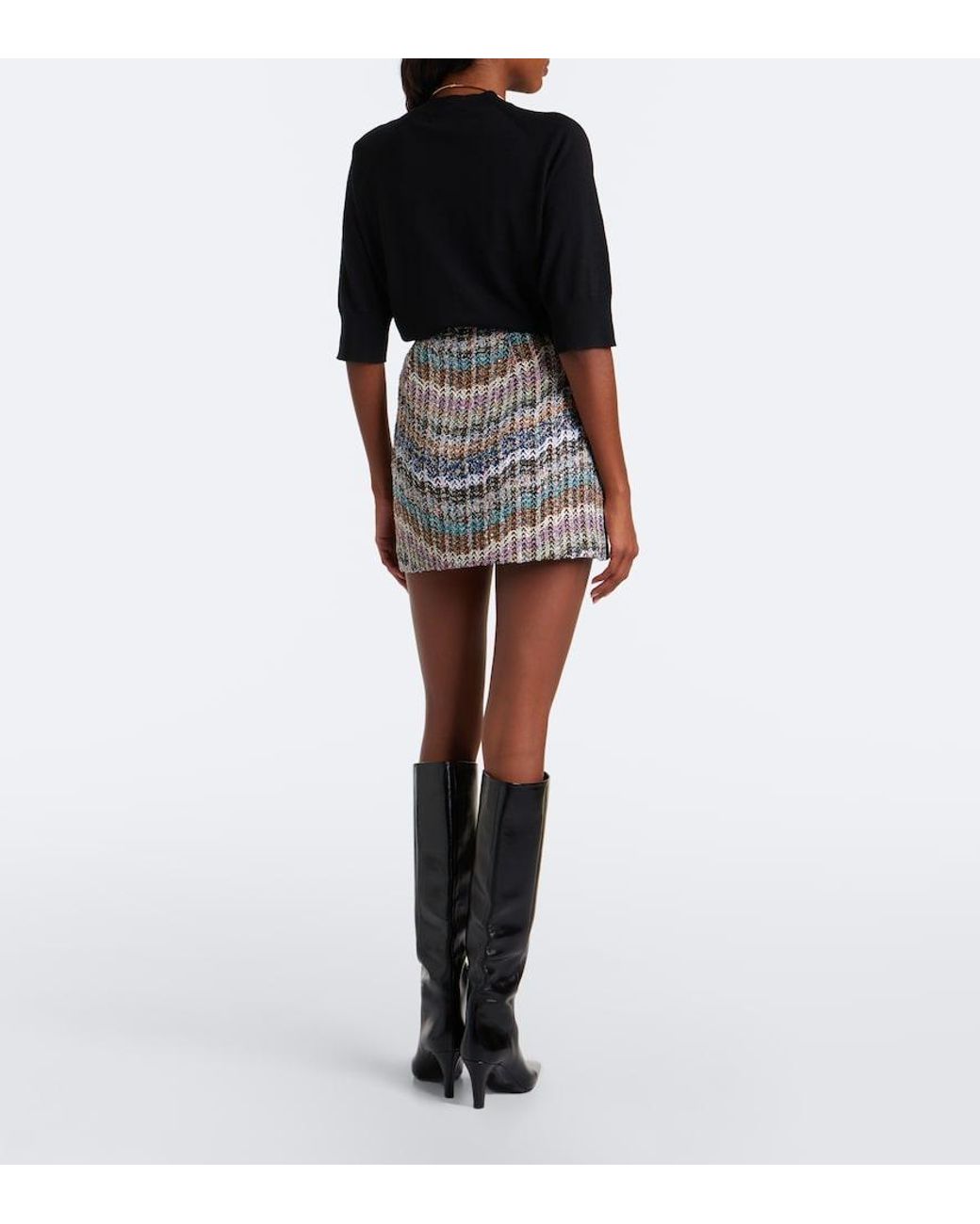 Missoni Multicolor Knitted Lame Miniskirt