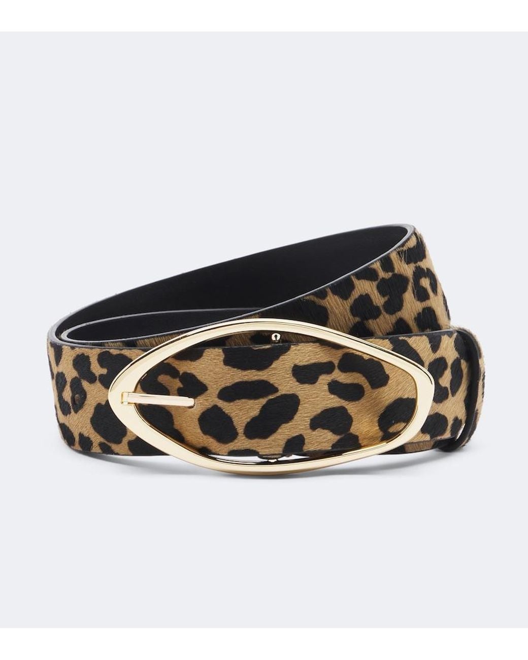 Amanu Black Grumeti Leopard-Print Calf Hair Belt