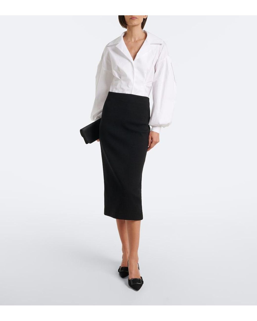 Carolina Herrera White Cotton-Blend Poplin Shirt