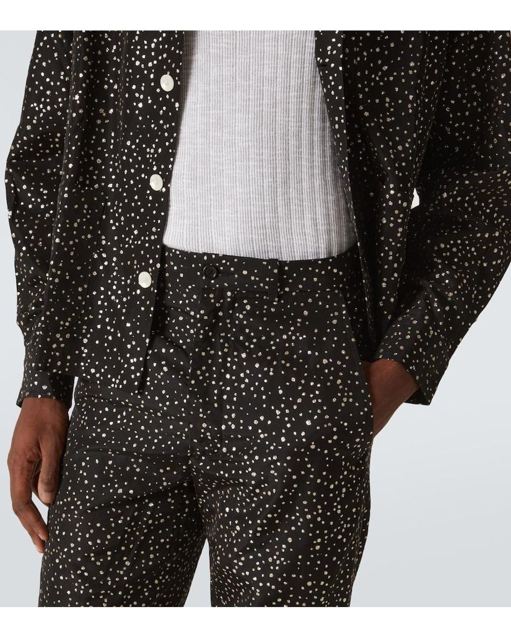 Bode Black Glitter Faille Straight Pants for men