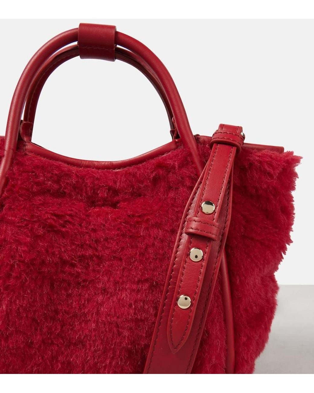 Max Mara Red Marine Small Teddy Tote Bag