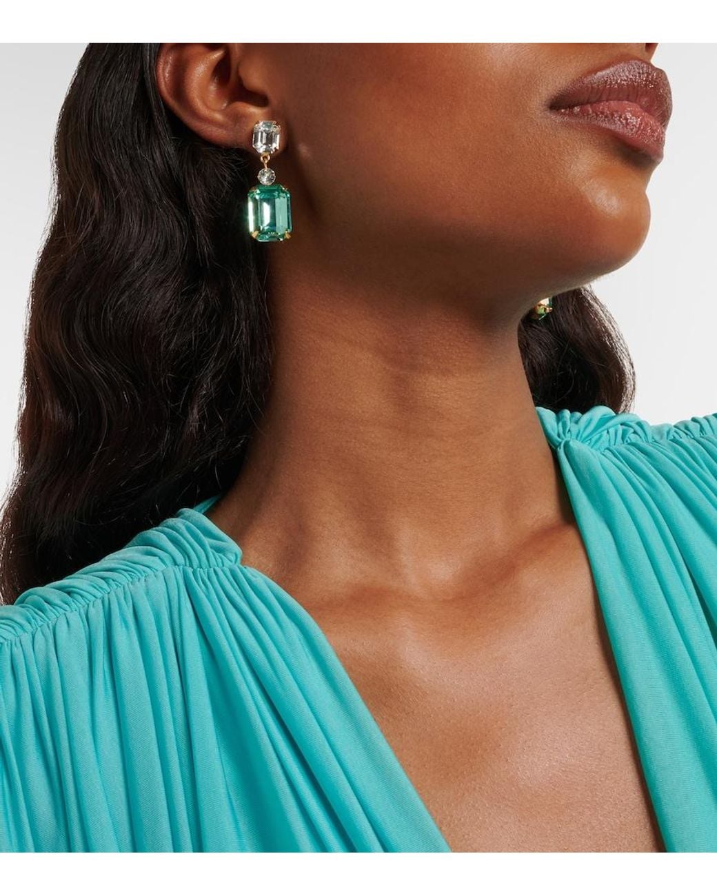 Jennifer Behr Green Justine-Plated Drop Earrings