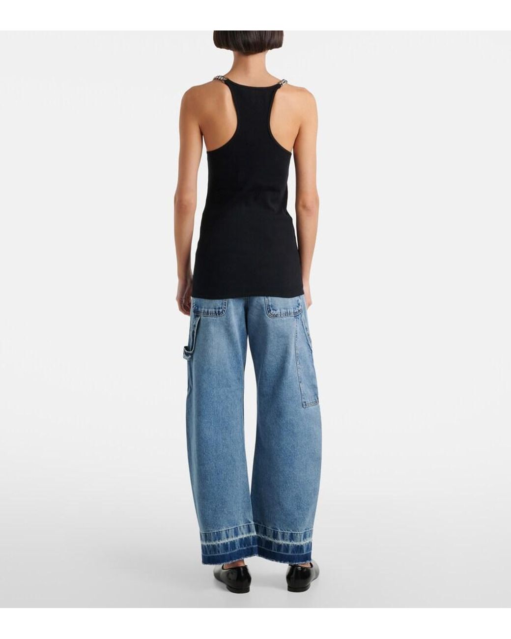 Stella McCartney Black Cotton-Blend Tank Top