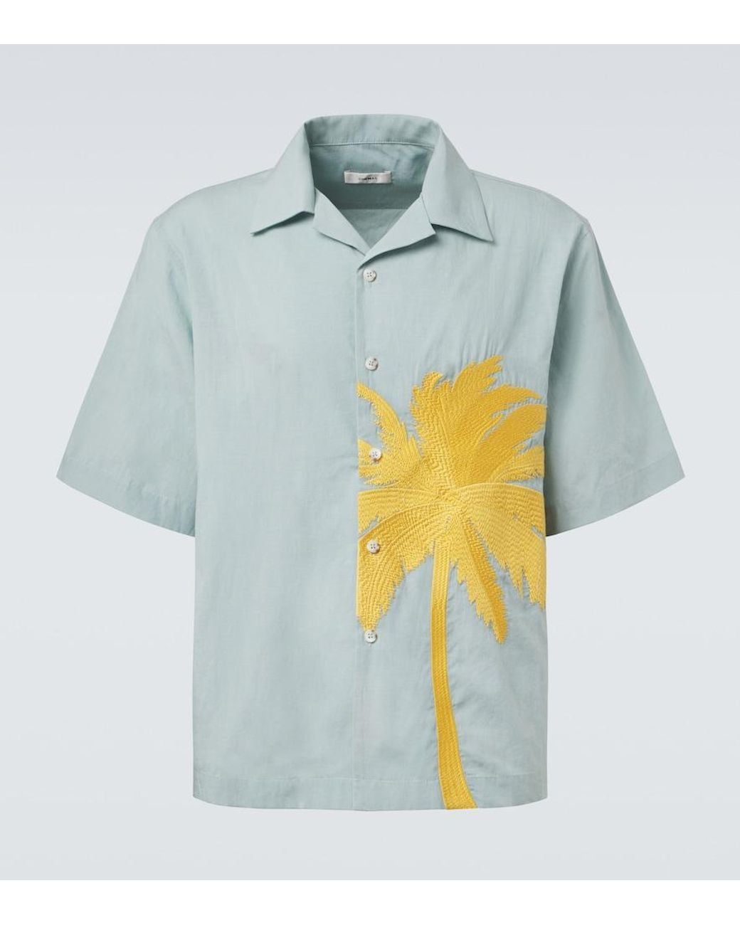 Commas Blue Embroidered Bowling Shirt for men