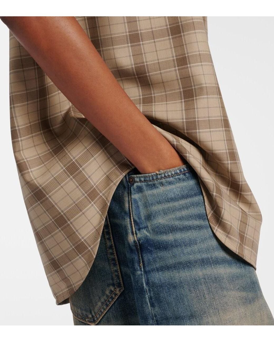 Acne Brown Checked Wool Shirt