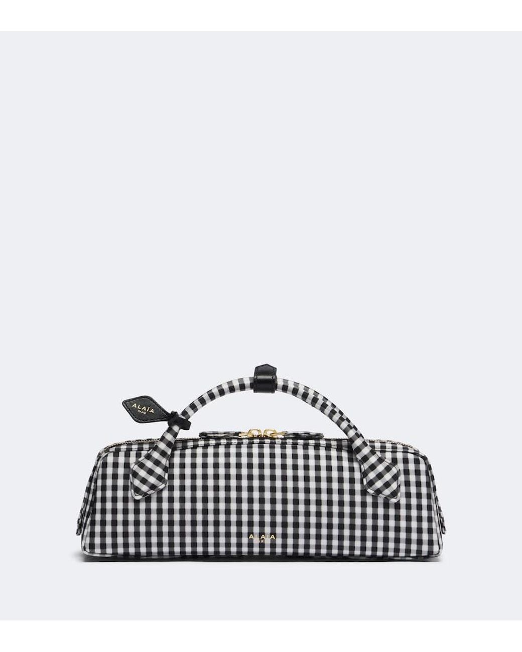 Alaïa White Le Teckel Gingham Top-Handle Bag