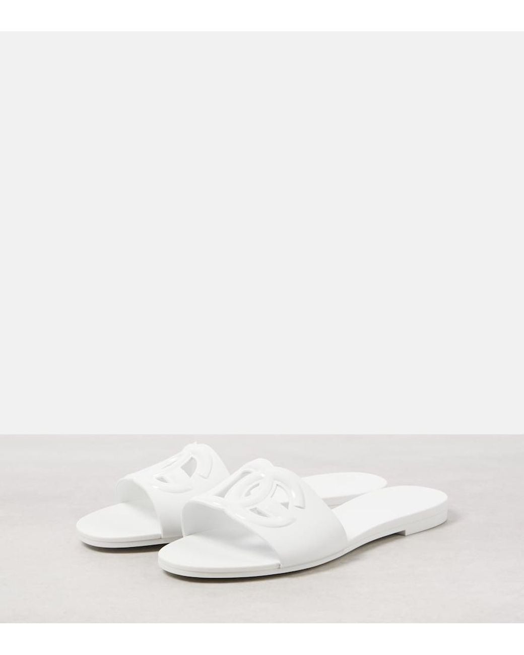 Dolce & Gabbana White Dg Cutout Rubber Slides