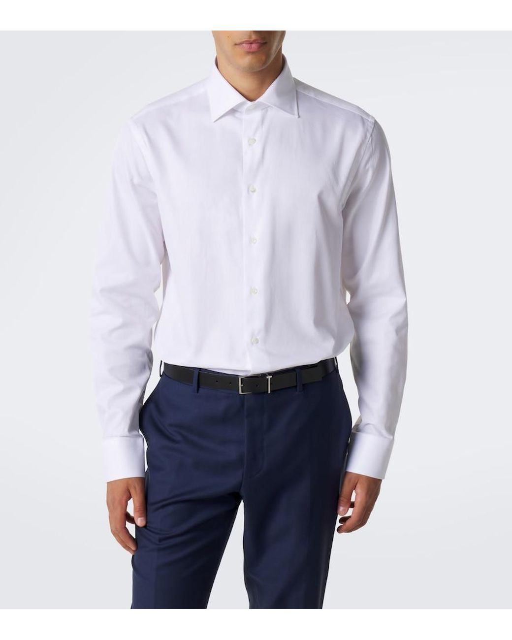 Canali White Cotton Poplin Shirt for men