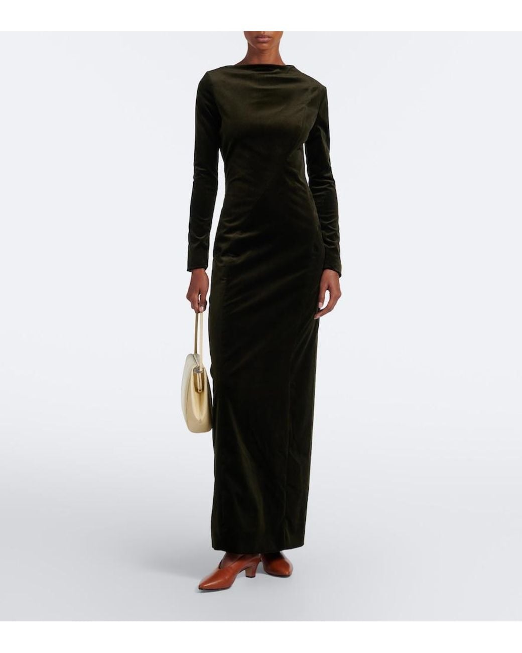 Jil Sander Black Cotton Velvet Gown