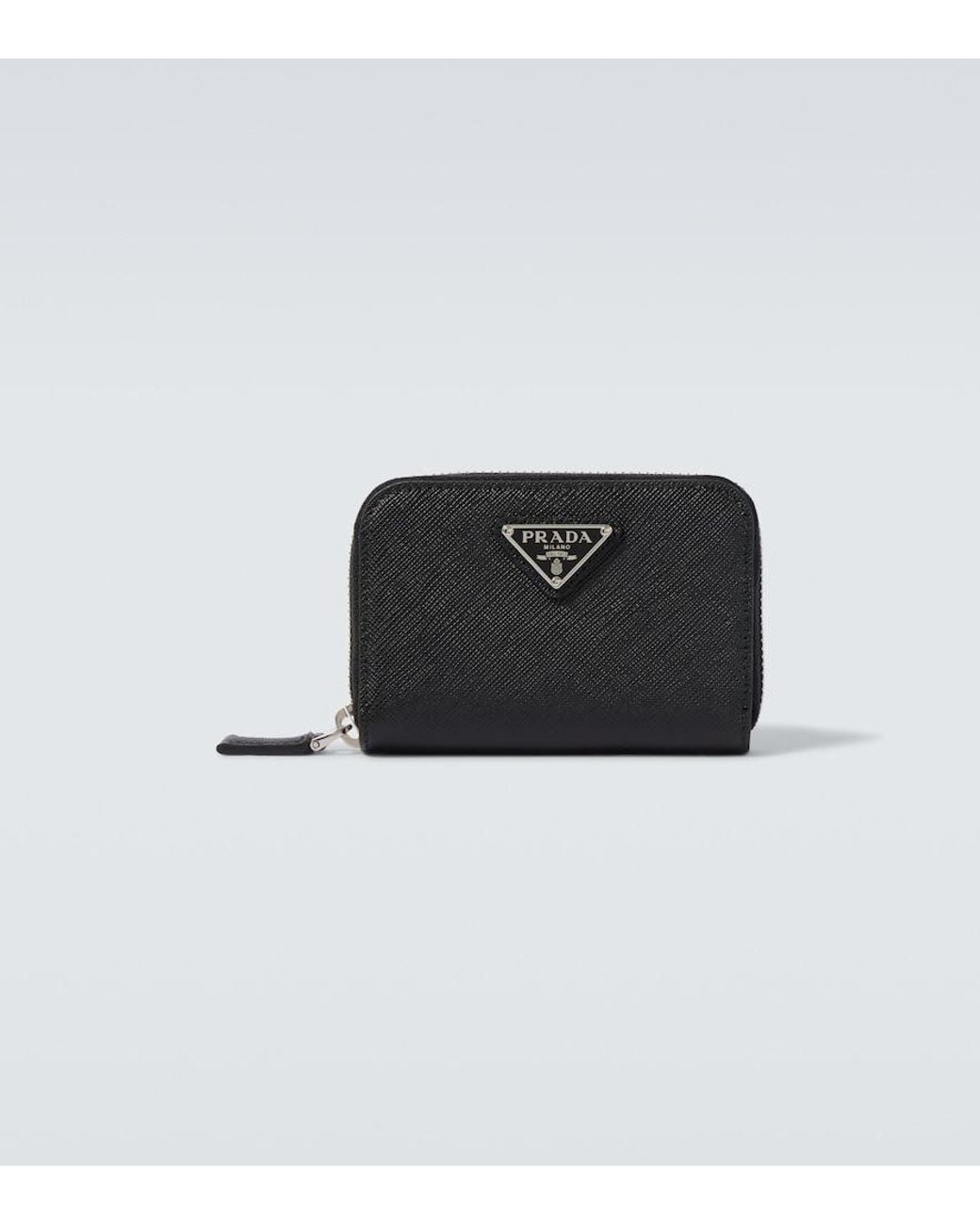 Prada Black Logo Saffiano Leather Coin Purse for men