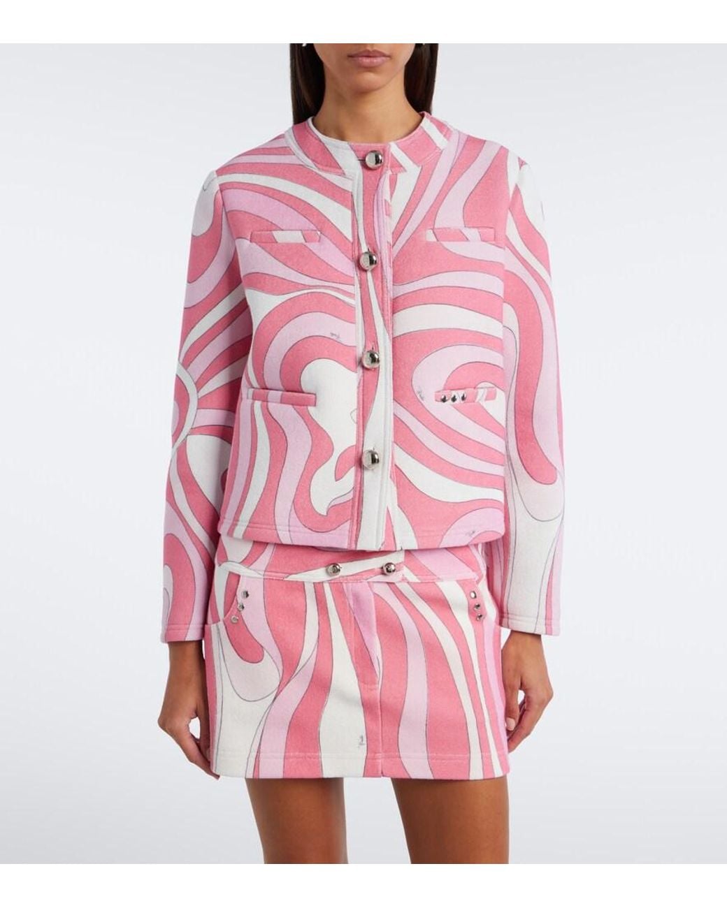 Emilio Pucci Pink Marmo Cotton-Blend Terry Jacket