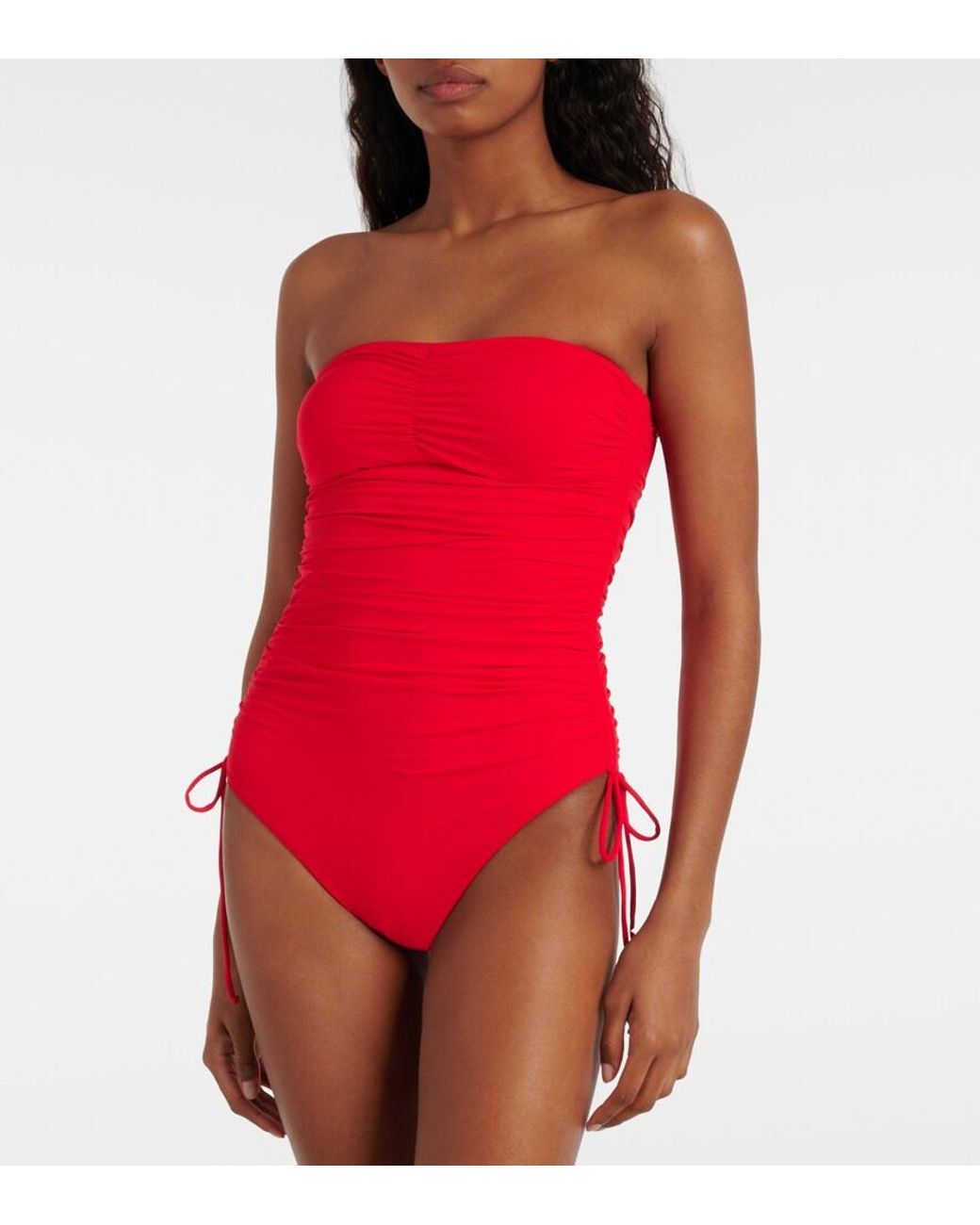 Melissa Odabash Red Sydney Strapless Swimsuit