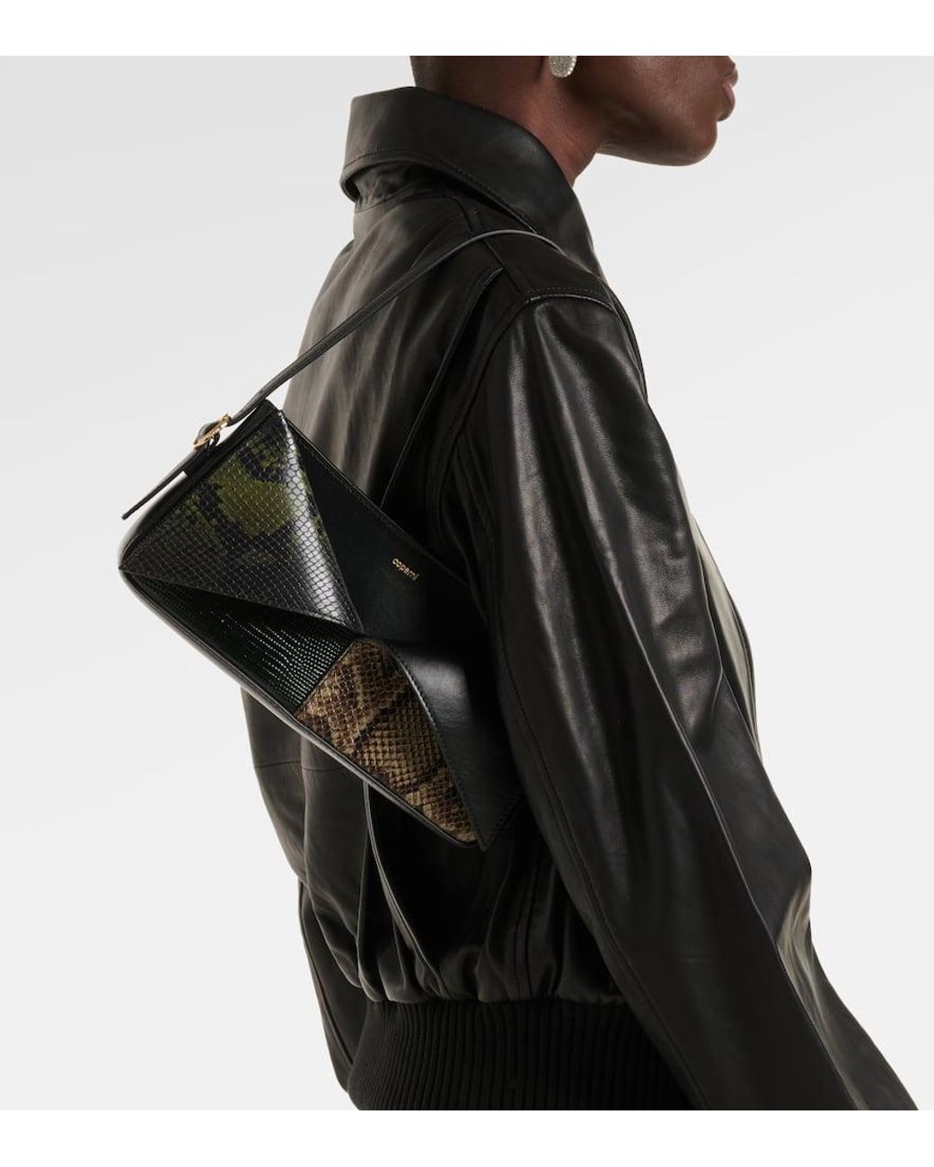 Coperni Belt Snake-Effect Leather Shoulder Bag in Black | Lyst