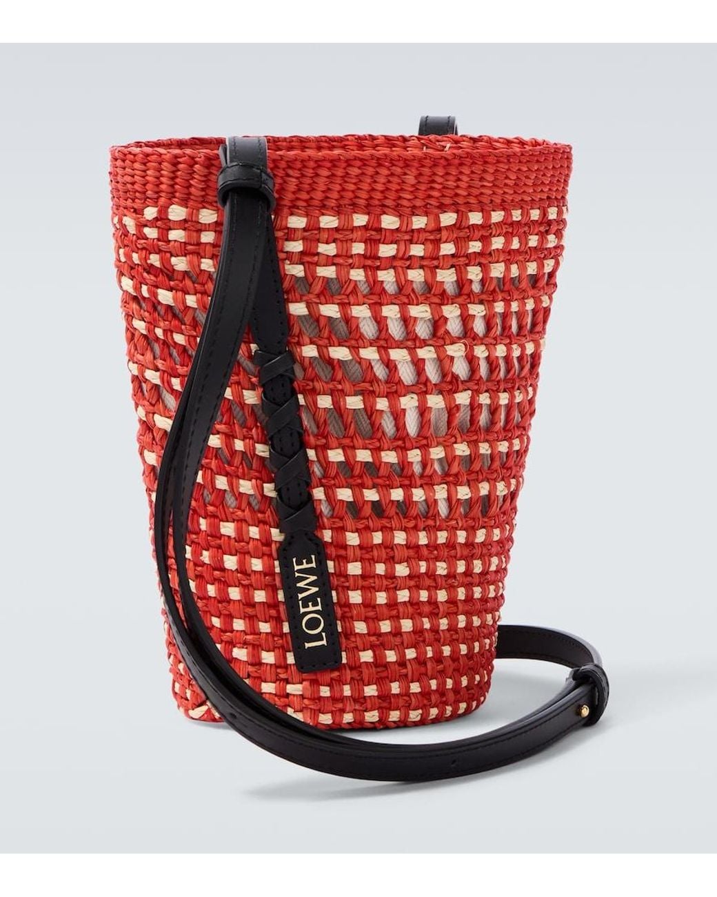 Loewe Red Paula's Ibiza Leather-Trimmed Shoulder Bag for men