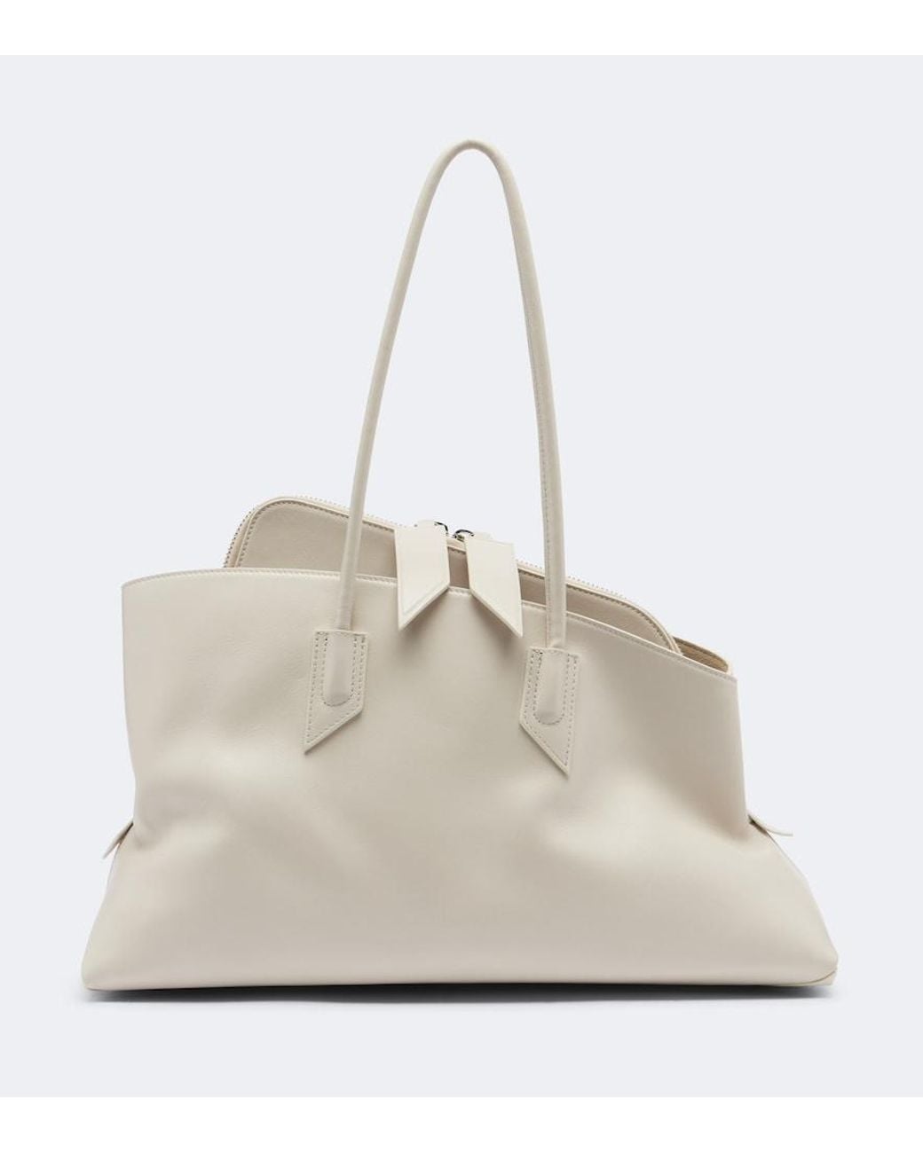 The Attico White La Passeggiata Medium Leather Tote Bag