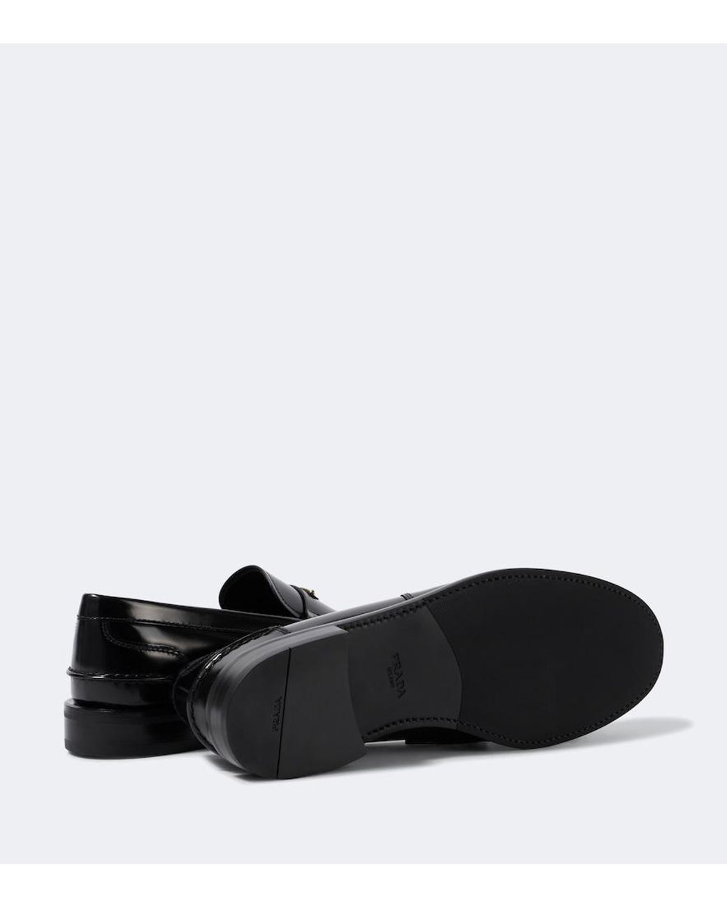 Prada Black Logo Leather Loafers for men