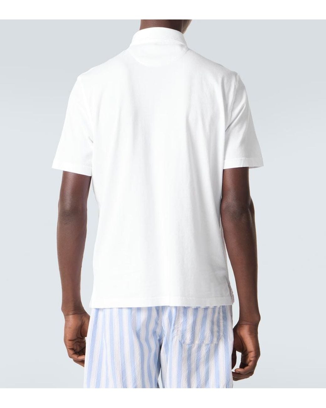 Fedeli White Zero Cotton Jersey Polo Shirt for men