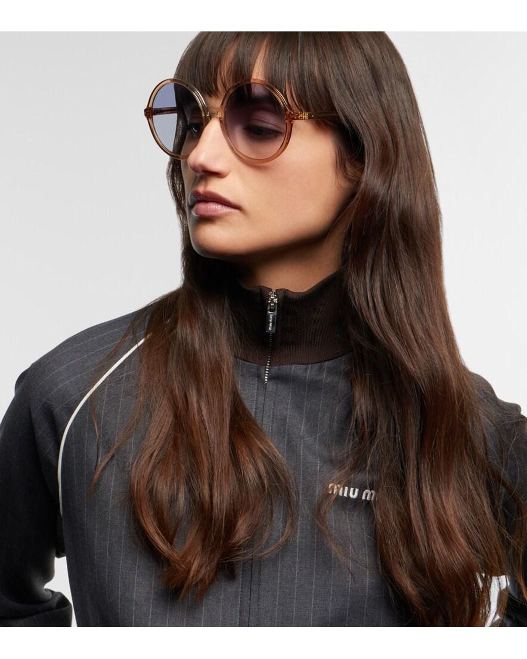 Miu Miu Blue Logo Round Sunglasses