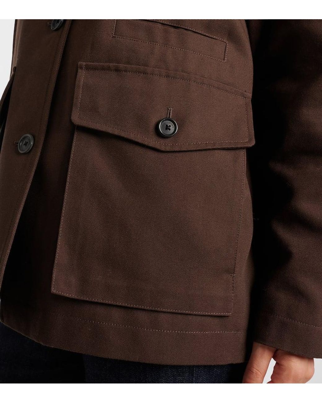 Nili Lotan Brown Leather-Trimmed Cotton Jacket
