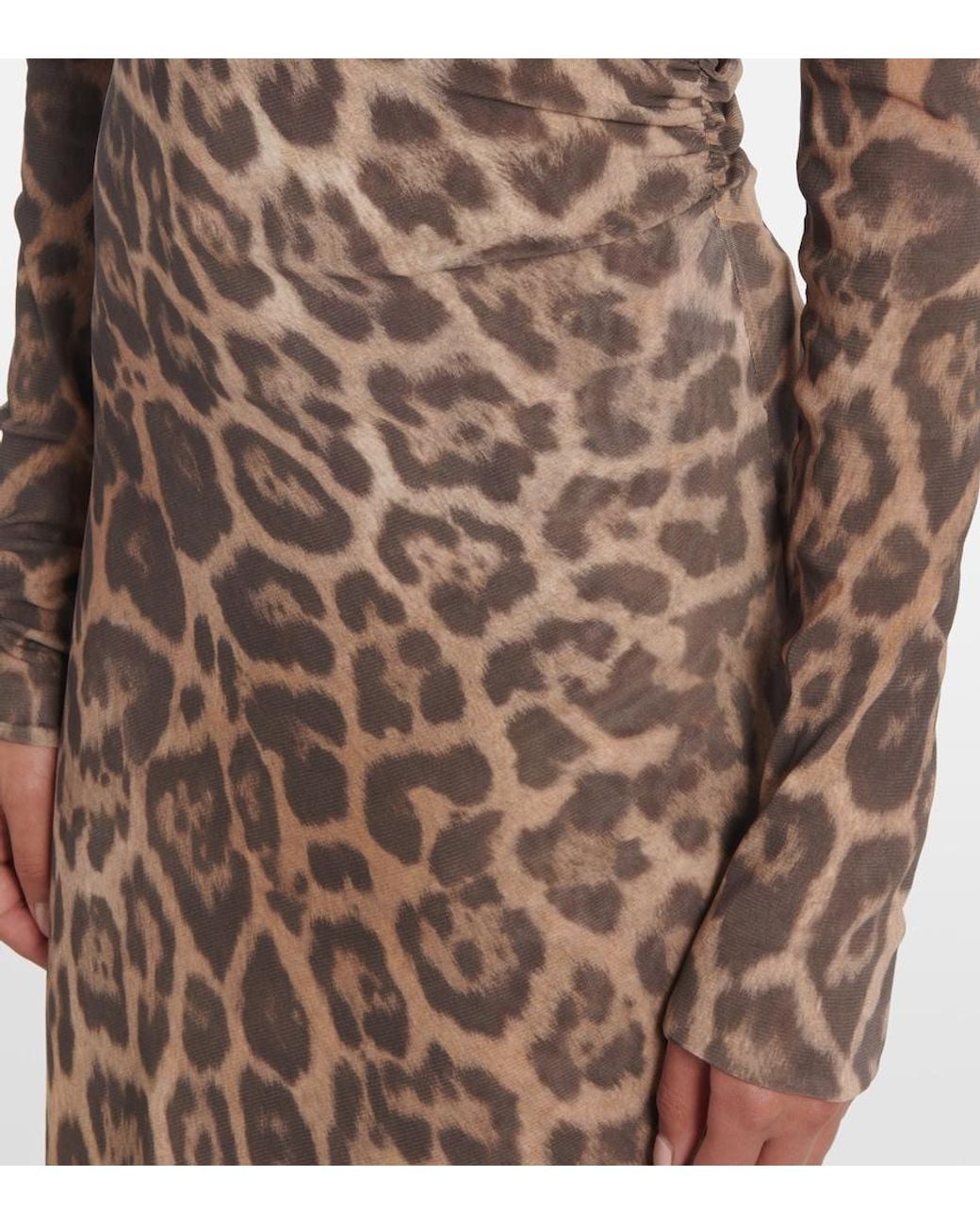 Stella McCartney Natural Leopard-Print Midi Dress