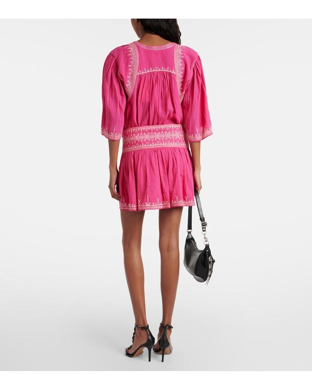 Isabel Marant Pink Picadilia Smocked Cotton Miniskirt