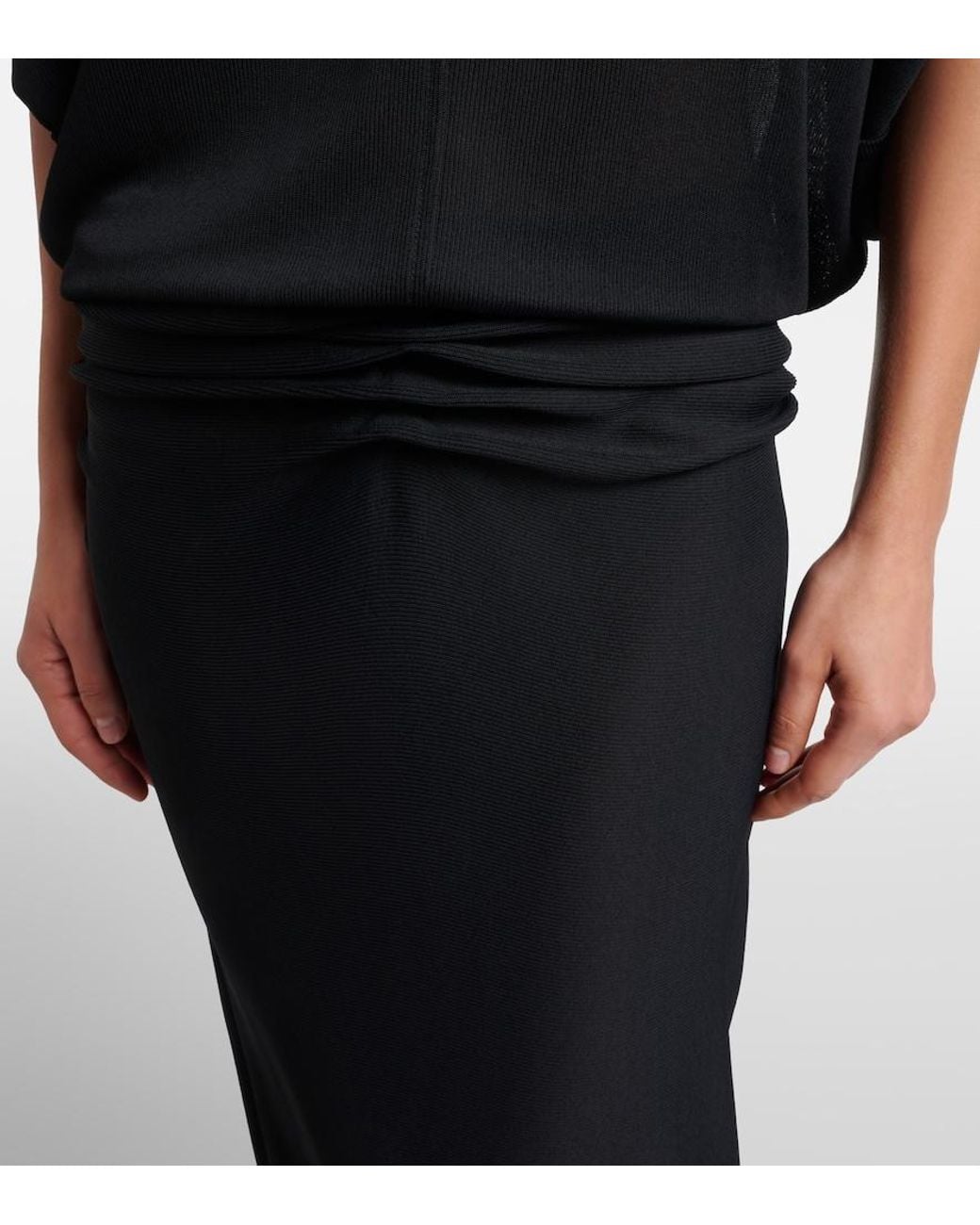 The Row Black Delyra Ruched Jersey Gown