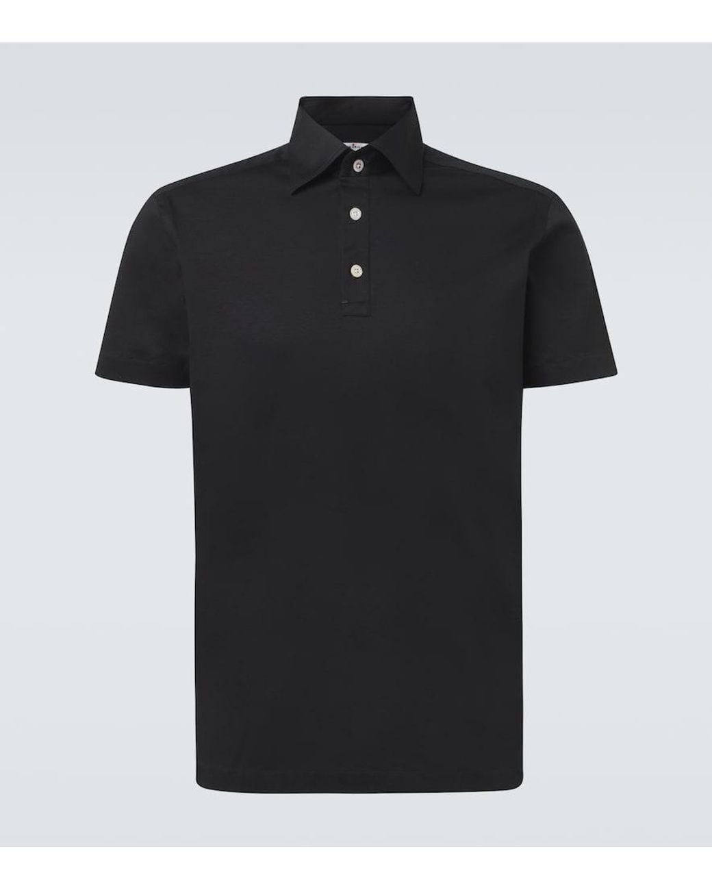 Kiton Black Cotton Polo Shirt for men