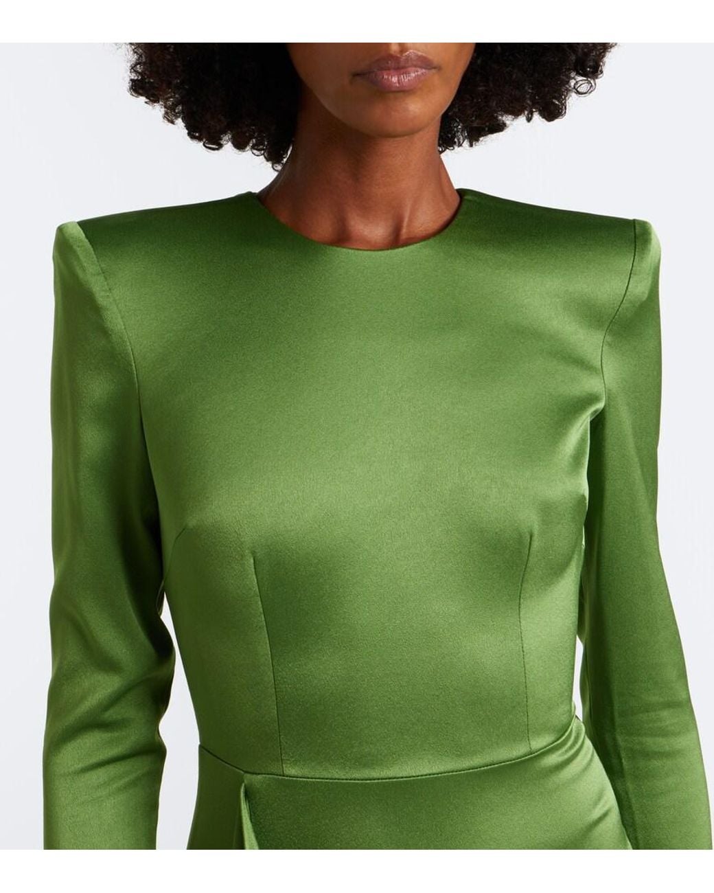 Alex Perry Green Draped Crepe Satin Gown