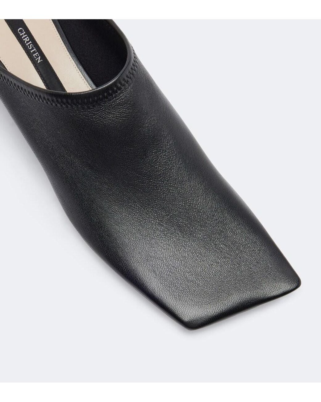 Christen Gray Edge Leather Mules