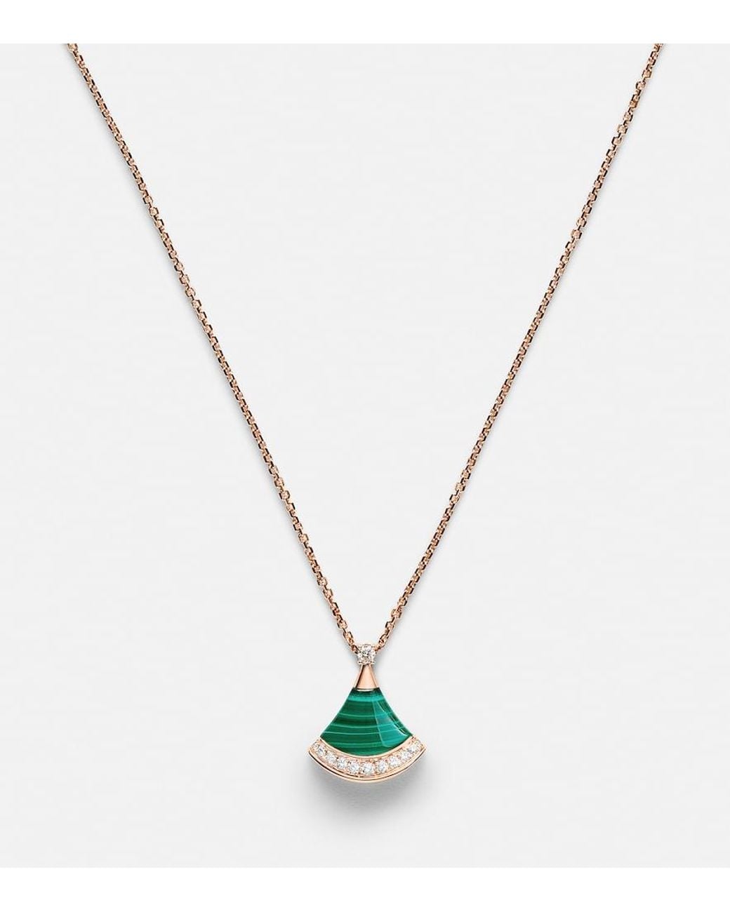 BVLGARI White Divas' Dream 18Kt Rose Necklace With Diamonds And Malachite