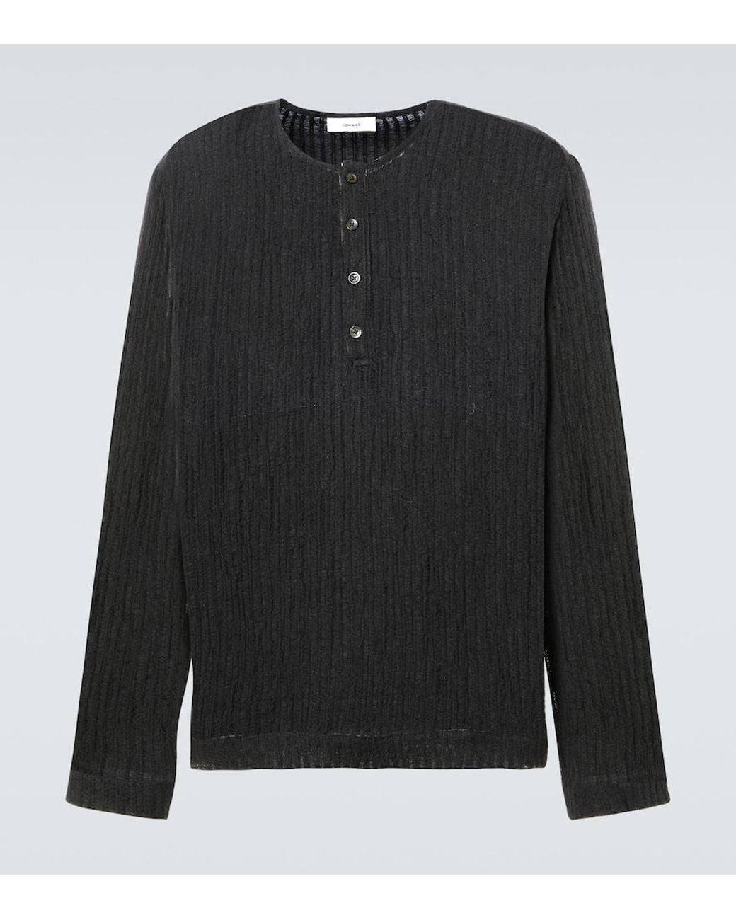 Commas Black Striped Henley Shirt for men