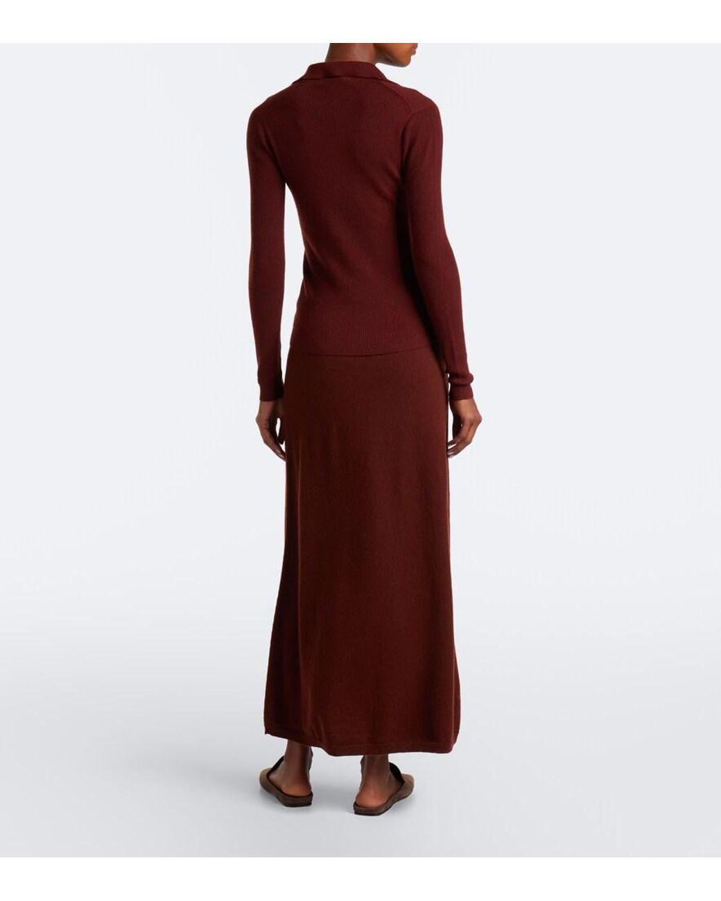Max Mara Brown Belted Cashmere Maxi Skirt