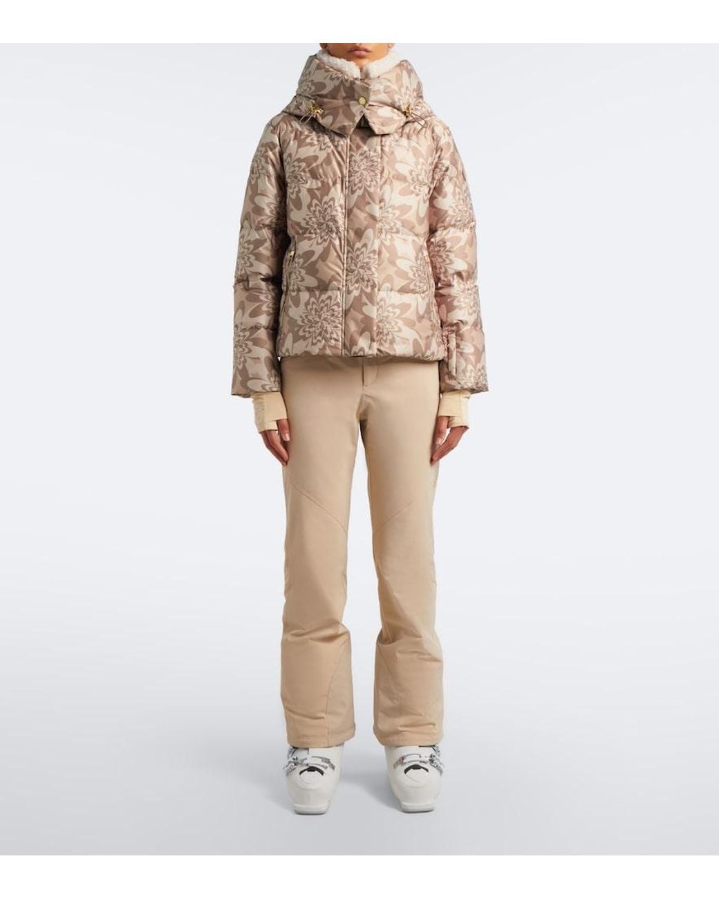Bogner Brown Naia Hooded Printed Down Ski Jacket