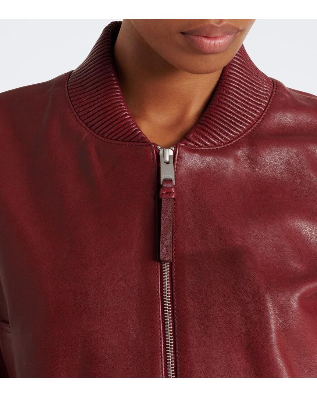 Arma Red Hannah Leather Bomber Jacket