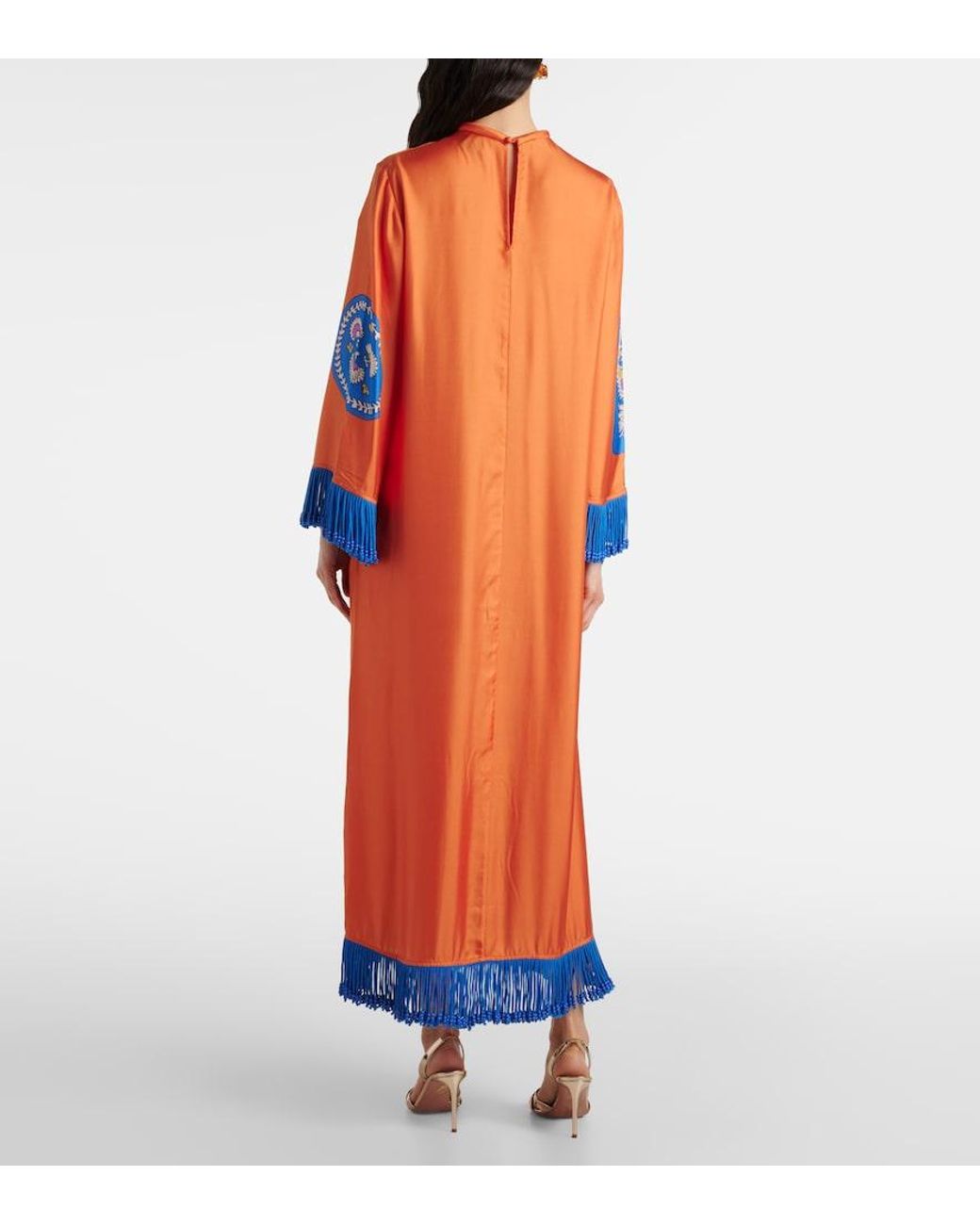 ALÉMAIS Orange Luis Silk Midi Dress