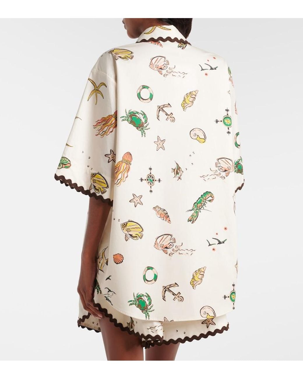 ALÉMAIS Metallic Printed Oversized Cotton Shirt