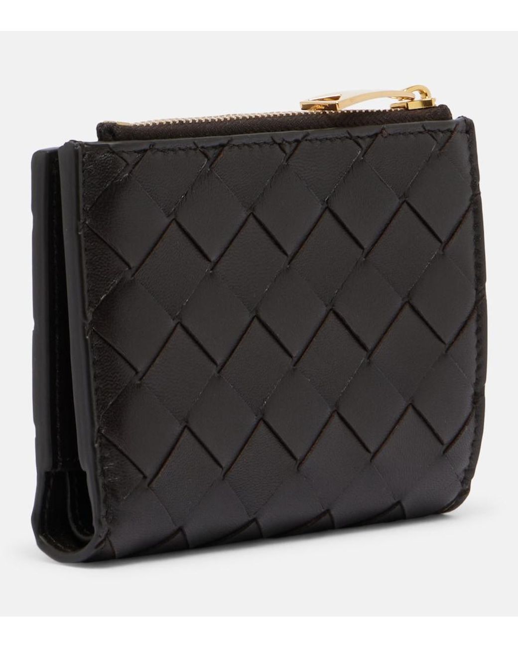 Bottega Veneta Black Intrecciato Small Leather Wallet