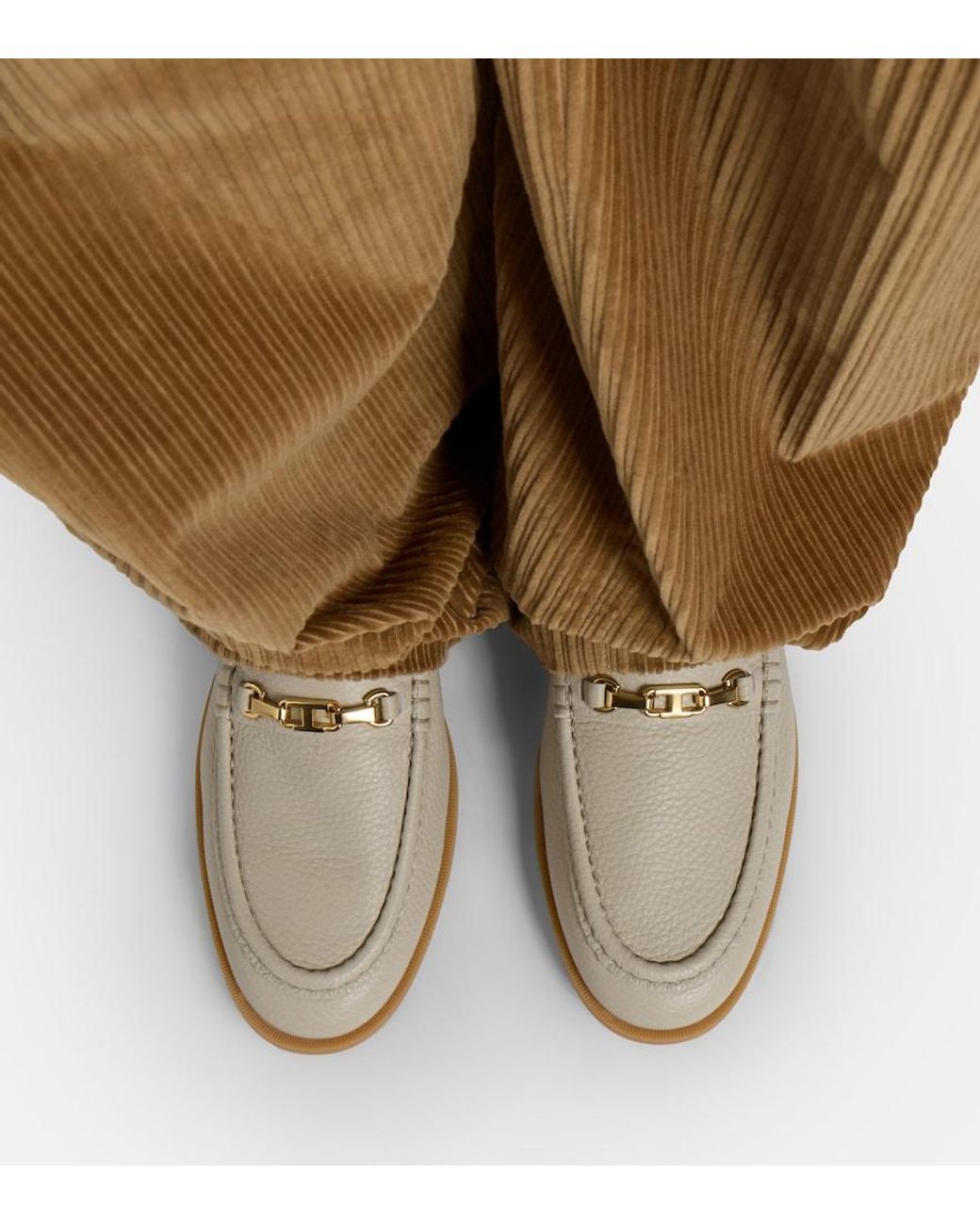 Tod's Natural Embellished Leather Loafers