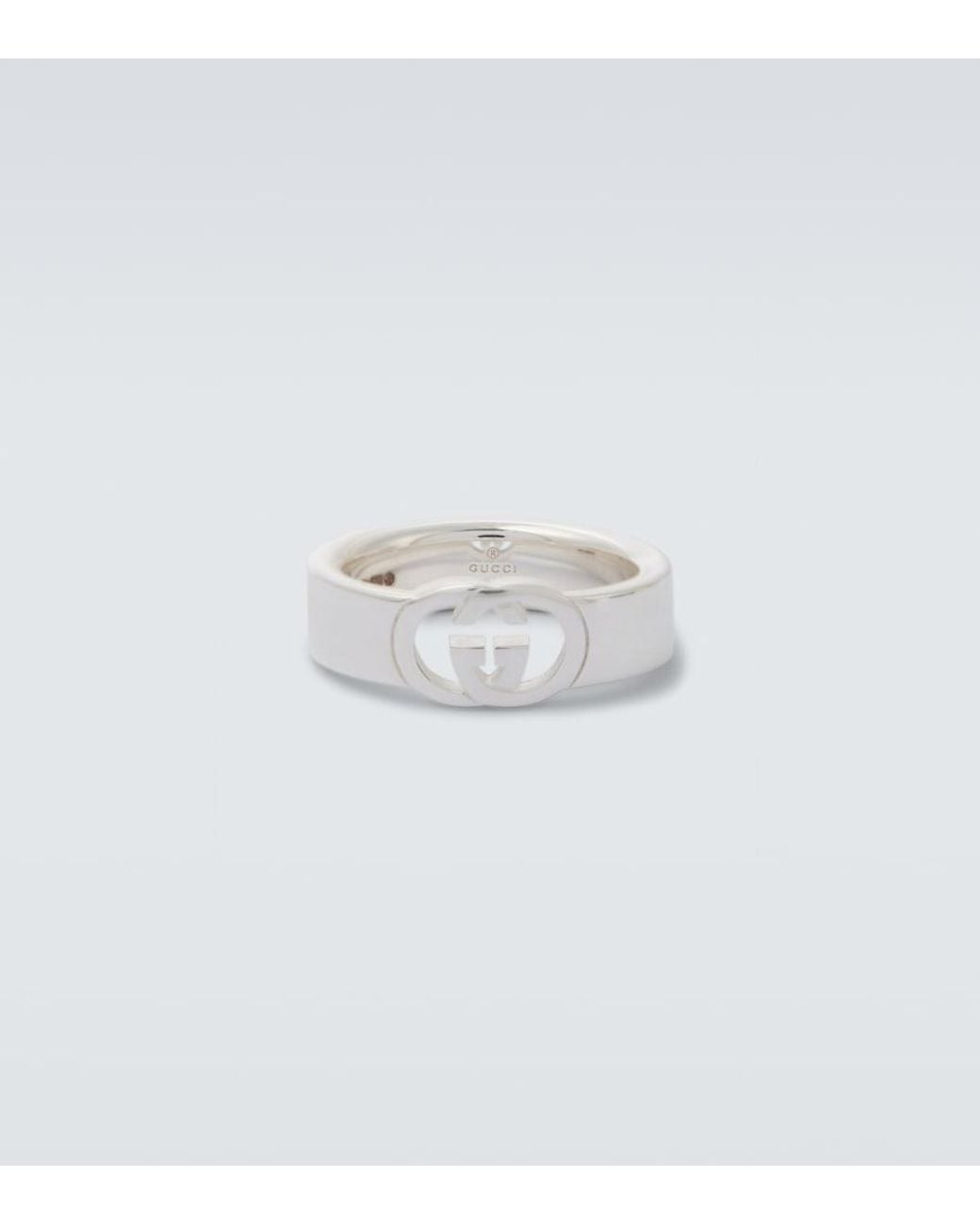 Gucci White Interlocking G Sterling Ring for men