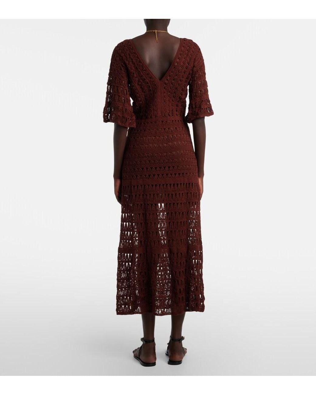 Anna Kosturova Purple Marissa Cotton Crochet Midi Dress