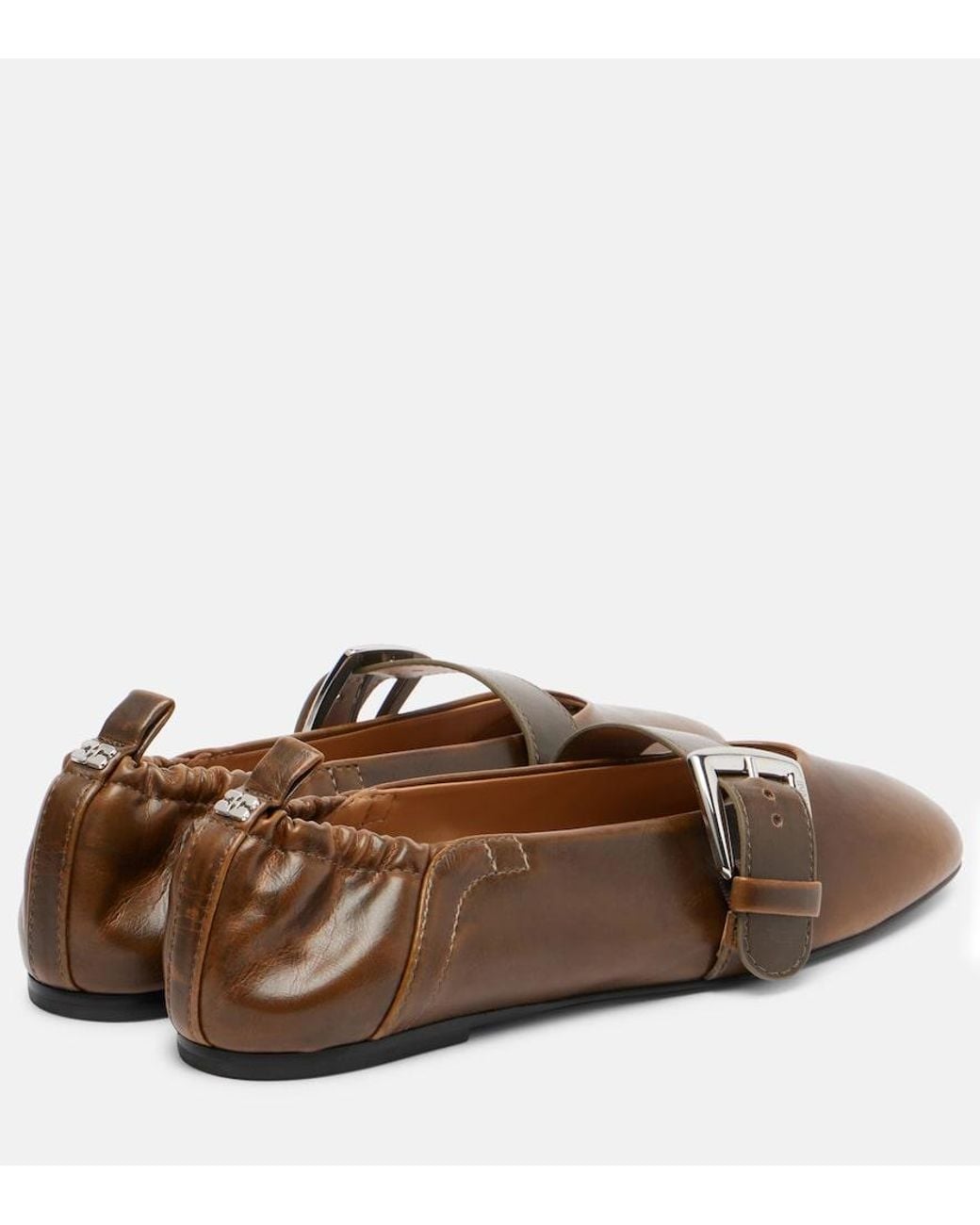 Ganni Brown Butterfly Mary Jane Flats