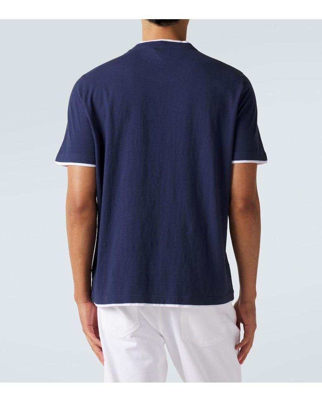 Fedeli Blue Cotton Jersey T-Shirt for men